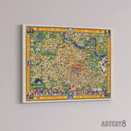 "Artery8 Koessler 1926 Map Michigan University Canvas Wall Art Print - Size: W18"" x H24""" - thumbnail 2