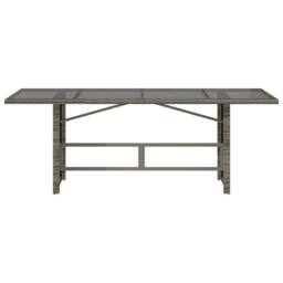 Berkfield Home Garden Table with Glass Top Grey 190x80x75 cm Poly Rattan - Size: 190 x 80 x 75 cm - thumbnail 4
