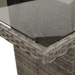 Berkfield Home Garden Table with Glass Top Grey 190x80x75 cm Poly Rattan - Size: 190 x 80 x 75 cm - thumbnail 8