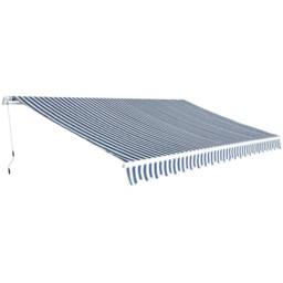 Berkfield Home Folding Awning Manual Operated 500 cm Blue/White in Blue - thumbnail 2