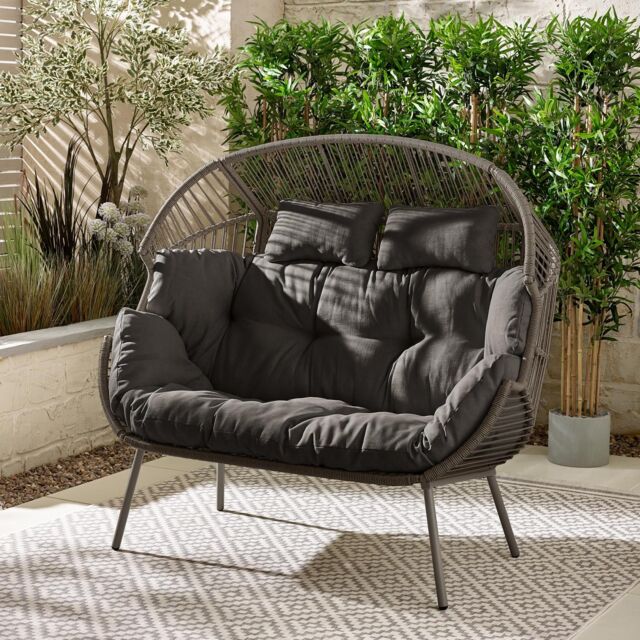 FurnitureboxUK Egg Outdoor Garden Double Chair in Grey - image 1