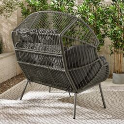 FurnitureboxUK Egg Outdoor Garden Double Chair in Grey - thumbnail 3