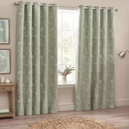 Wylder Nature Sophia Floral Jacquard Room Darkening Eyelet Curtains in Light Green - Size: 229 cm width x 229 cm drop - thumbnail 6