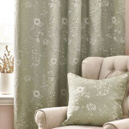 Wylder Nature Sophia Floral Jacquard Room Darkening Eyelet Curtains in Light Green - Size: 229 cm width x 229 cm drop - thumbnail 5