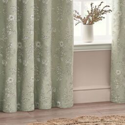 Wylder Nature Sophia Floral Jacquard Room Darkening Eyelet Curtains in Light Green - Size: 229 cm width x 229 cm drop - thumbnail 4