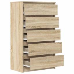 Berkfield Home Drawer Cabinet Sonoma Oak 60x36x103 cm Engineered Wood in Light Tan - Size: 60 x 36 x 103 cm - thumbnail 7