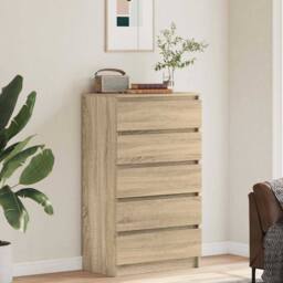 Berkfield Home Drawer Cabinet Sonoma Oak 60x36x103 cm Engineered Wood in Light Tan - Size: 60 x 36 x 103 cm - thumbnail 3