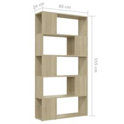 Berkfield Home Book Cabinet Room Divider Sonoma Oak 80x24x155 cm Engineered Wood in Light Brown - Size: 80 x 24 x 155 cm - thumbnail 7