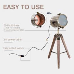 Wyld Haus Vidira Brass Vintage Tripod Table Lamp with Spotlight Head in Bronze - thumbnail 8