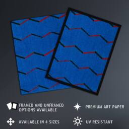 Artery8 Red Blue Zig Zag Textile Pattern Retro Japan Framed Wall Art Print Korin - Size: A4 - thumbnail 2