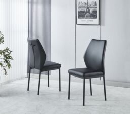 Modernique Sintere Stone Top Extending Table & 4 Faux Leather Chairs Dining Set in White - thumbnail 3