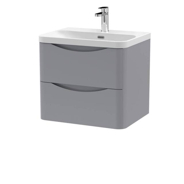 Balterley Arch Wall Hung 2-Drawer Bathroom Vanity, Ceramic Basin, Grey, 600mm in Grey - image 1