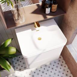 Balterley Arch Wall Hung 2-Drawer Bathroom Vanity, Ceramic Basin, Grey, 600mm in Grey - thumbnail 3