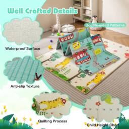 Costway 178 x 148 cm Baby Play Mat Foldable Baby Activity Mat Foam Playpen Mat - thumbnail 4