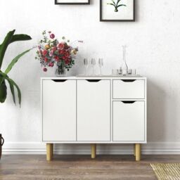 EONLION Modern White Storage Cabinet, Entryway Organizer with Drawers - thumbnail 4