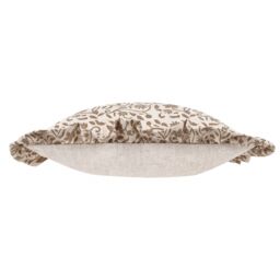 Paoletti Linen Filigree Printed Ruffle Cushion in Olive - Size: 50 cm x 50 cm - thumbnail 4