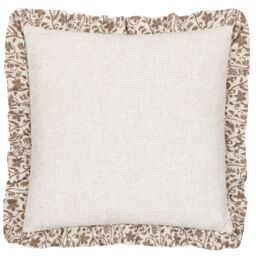 Paoletti Linen Filigree Printed Ruffle Cushion in Olive - Size: 50 cm x 50 cm - thumbnail 3