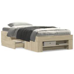 Berkfield Home Bed Frame without Mattress Sonoma Oak 90x190 cm Single Engineered Wood in Light Tan - thumbnail 4