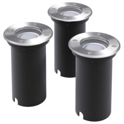 Berkfield Home Outdoor LED Ground Lights 3 pcs Round in Silver - thumbnail 1