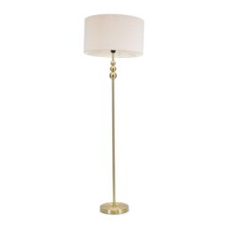 ValueLights Marissa Cream Boucle Shade with Brushed Gold Stacked Ball Floor Lamp - thumbnail 2