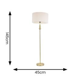 ValueLights Marissa Cream Boucle Shade with Brushed Gold Stacked Ball Floor Lamp - thumbnail 7