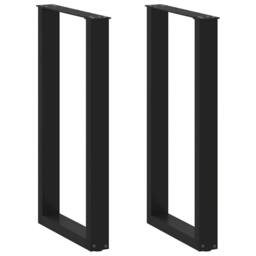 Berkfield Home Modern Coffee Table Legs U-Shaped 2 pcs Black 40x(90-91) cm Steel - thumbnail 2
