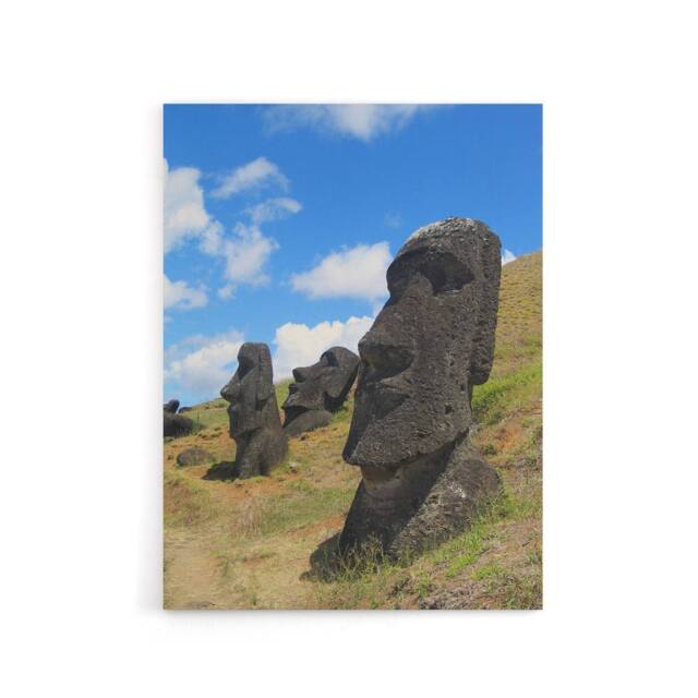 "Artery8 Moai Stone Statues of Easter Island Canvas Wall Art Print - Size: W18"" x H24""" - image 1