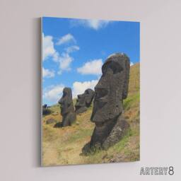 "Artery8 Moai Stone Statues of Easter Island Canvas Wall Art Print - Size: W18"" x H24""" - thumbnail 2