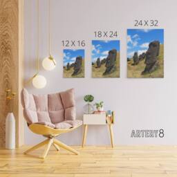 "Artery8 Moai Stone Statues of Easter Island Canvas Wall Art Print - Size: W18"" x H24""" - thumbnail 4