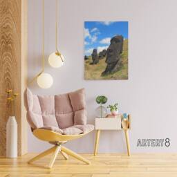 "Artery8 Moai Stone Statues of Easter Island Canvas Wall Art Print - Size: W18"" x H24""" - thumbnail 3
