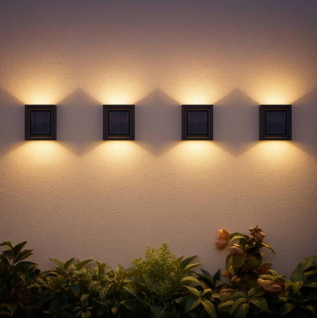 Garden Greatness 4 Pack Solar Up Down Wall Lights Garden in Black - image 1