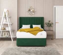 Bed Choices Regent Bed Set No drawer - Includes Mattress & Headboard - Plush Velvet in Emerald - Size: Double - thumbnail 2
