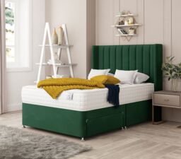 Bed Choices Regent Bed Set No drawer - Includes Mattress & Headboard - Plush Velvet in Emerald - Size: Double - thumbnail 1