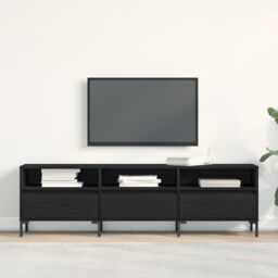 Berkfield Home TV Cabinet Black Oak 150x30x44, 5 cm Engineered Wood - thumbnail 4