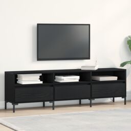 Berkfield Home TV Cabinet Black Oak 150x30x44, 5 cm Engineered Wood - thumbnail 1