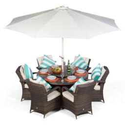 Thats Furniture Arizona Round 6 Seater Rattan Patio Dining Set in Brown - thumbnail 1