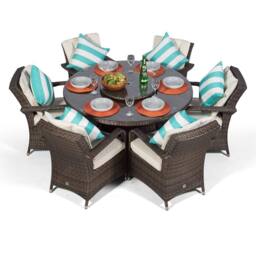 Thats Furniture Arizona Round 6 Seater Rattan Patio Dining Set in Brown - thumbnail 3