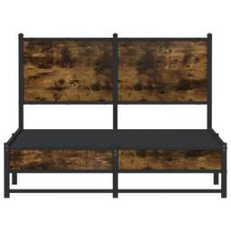 Berkfield Home Metal Bed Frame without Mattress Smoked Oak 120x200 cm in Brown - Size: Small Double - thumbnail 5