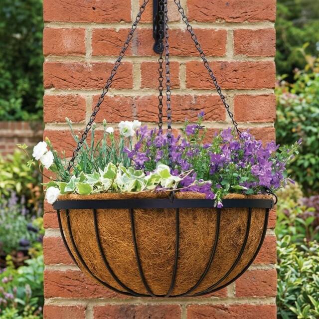 Garden Greatness Saxon Metal Hanging Basket with Coco Liner in Black - Size: 1 Pack - image 1