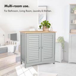 VonHaus Freestanding Bathroom Storage Cabinet in Grey - thumbnail 8