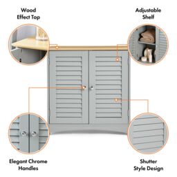 VonHaus Freestanding Bathroom Storage Cabinet in Grey - thumbnail 7