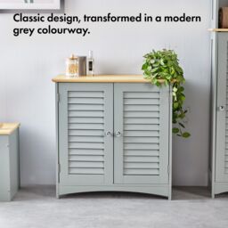VonHaus Freestanding Bathroom Storage Cabinet in Grey - thumbnail 2
