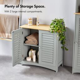 VonHaus Freestanding Bathroom Storage Cabinet in Grey - thumbnail 3