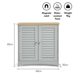 VonHaus Freestanding Bathroom Storage Cabinet in Grey - thumbnail 9