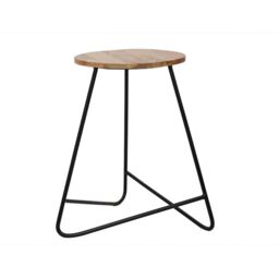 Jaipur Furniture Ltd Ravi Single Stool - Mango Wood/Iron - L38 x W38 x H51 cm - Mango Light Finish in Brown - thumbnail 1