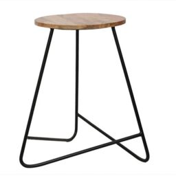 Jaipur Furniture Ltd Ravi Single Stool - Mango Wood/Iron - L38 x W38 x H51 cm - Mango Light Finish in Brown - thumbnail 2
