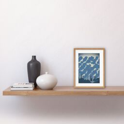"Artery8 Wall Art Print Windsor Castle with Cloudy Sky Lithograph in Blue Artwork Framed 9X7 Inch in Beige - Size: W7"" x H9""" - thumbnail 2