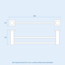 Nes Home Chrome Square Double Towel Rail in Silver - thumbnail 2