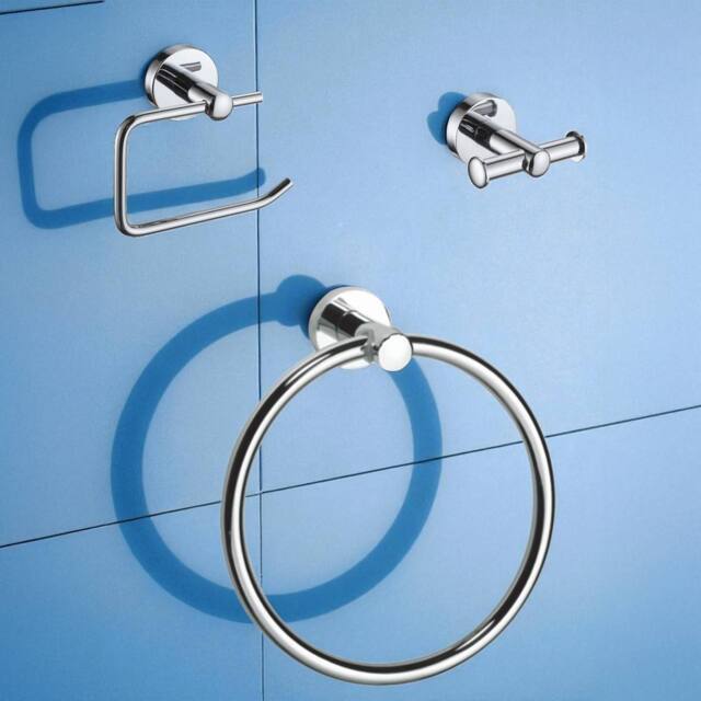 Showerdrape Modernity Chrome Stainless Steel Wall Mounted 3 Piece Bathroom Accessory Set in Silver - image 1