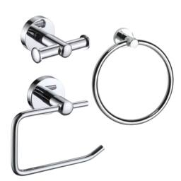 Showerdrape Modernity Chrome Stainless Steel Wall Mounted 3 Piece Bathroom Accessory Set in Silver - thumbnail 8